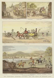 Altmodische Sportbilder und die Straße in vergangenen Tagen